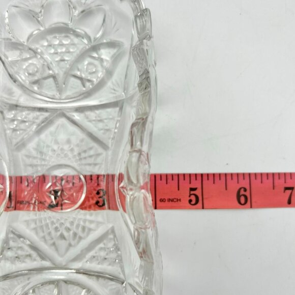 Vintage Clear Pressed Glass Serving Dish With Scalloped Edges & Floral Patterns - Picture 7 of 7